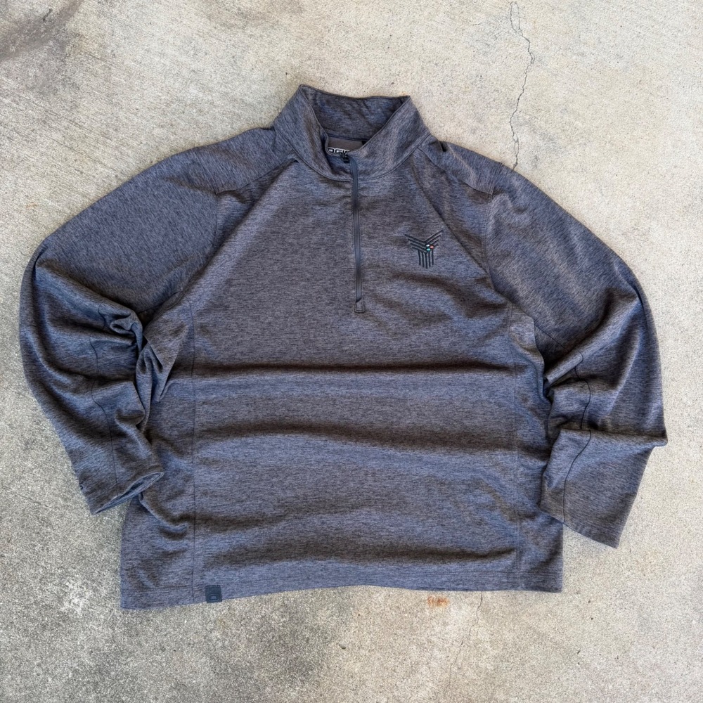 OGIO Pegasus Mens Quarter Zip Pullover Heathered Grey Golf Sweater Large